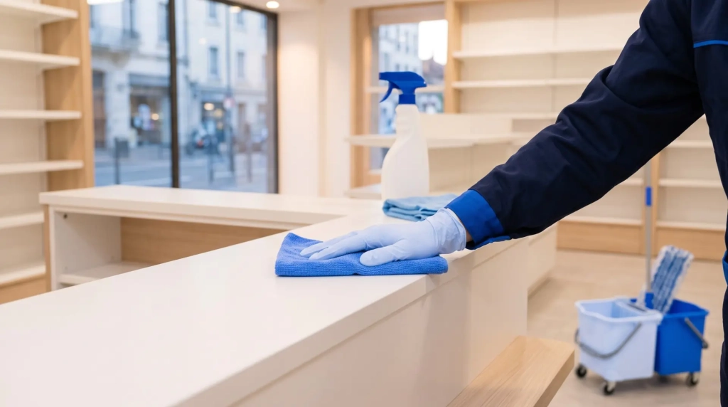 Passage de finition dans un commerce de l’Ain la veille de son inauguration