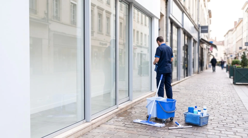 Entreprise de nettoyage à Mâcon et en Saône-et-Loire : vitrine de boutique lavée