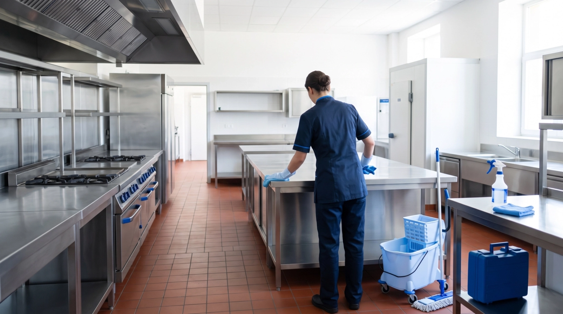 Nettoyage de cuisine professionnelle à Bourg-en-Bresse : plans de travail en inox impeccables
