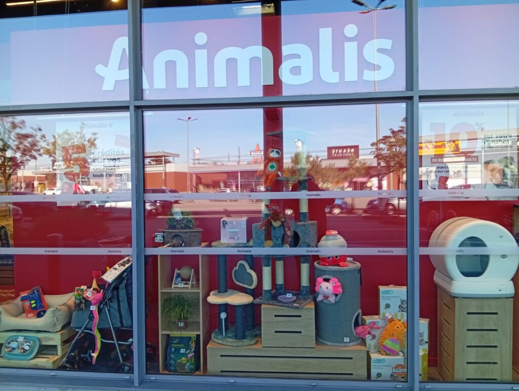 Vitrine magasin Animalis Bourg-en-Bresse après nettoyage de fin de chantier